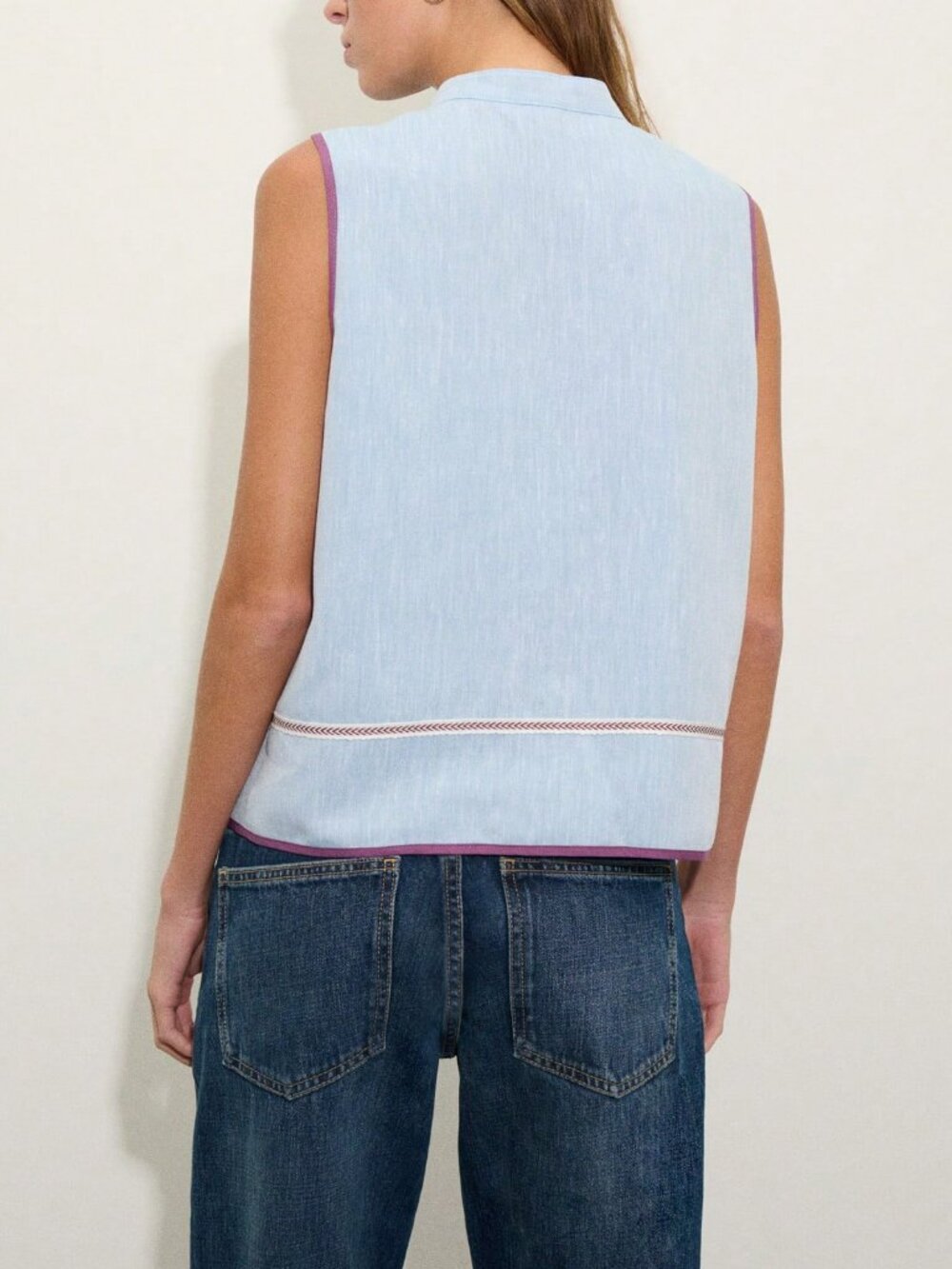 Blue Casual Women's Soft Sleeveless Top - Picture 2 of 6